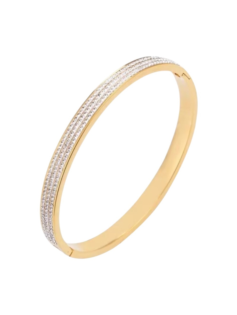 Gold Pavé Crystal Cuff Hinge Bracelet Minimalist Luxe Bangle